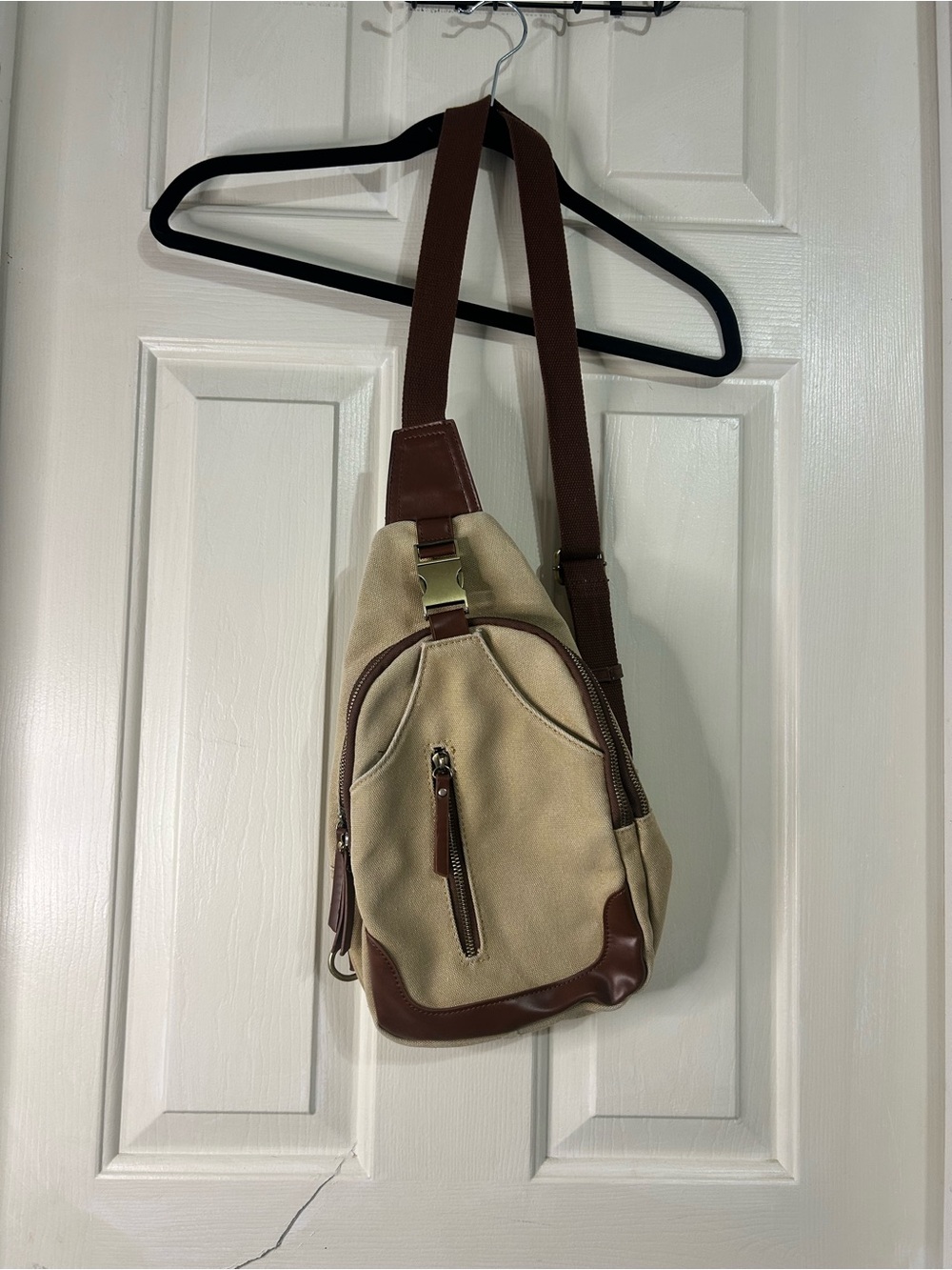 Antik Kraft Canvas Sling Bag with Brown Trim - Men